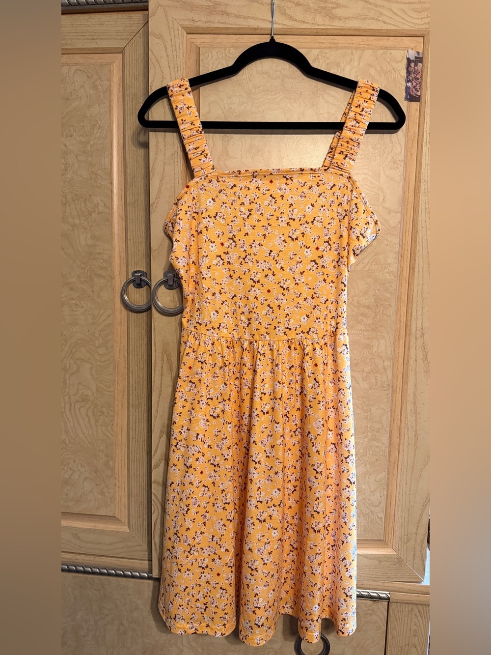 Yellow Floral Square-Neck Casual Sundress